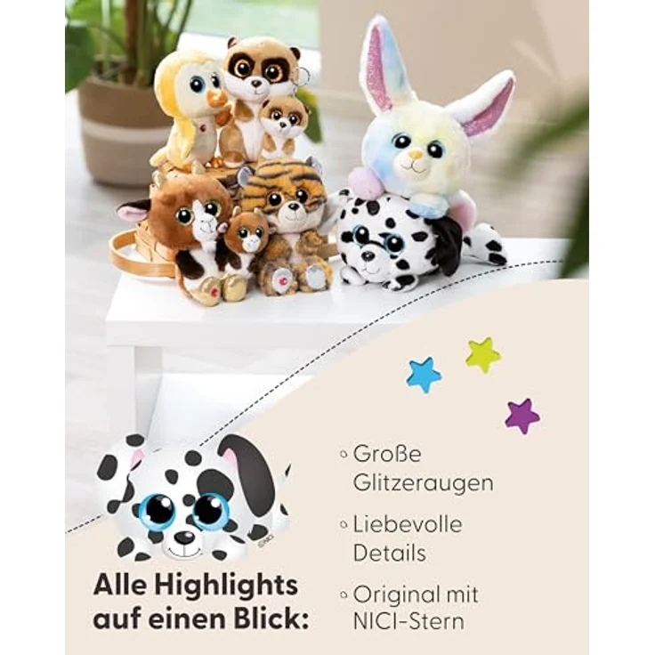 Nici Kuscheltier Glubschis, Dalmatiner Dottino, 25 cm, liegend, kuschelweiches Plüschfell – Bild 4