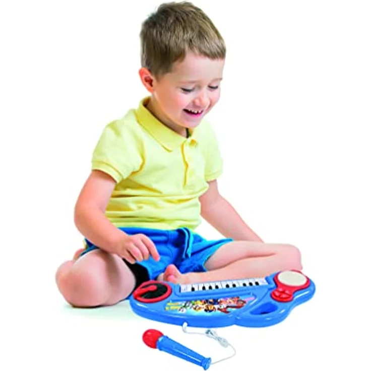 Lexibook K704PA Paw Patrol Elektronisches Klavier für Kinder mit Lichteffekten, Mikrofon, Schlagzeug, integriertem Lautsprecher, Demo-Melodien, DJ-Player, blau/rot – Bild 4