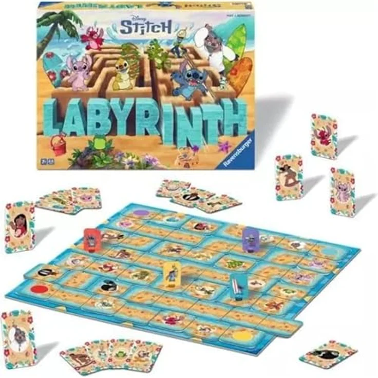 Aspekto Familien-Brettspiel „Labyrinth“ – Disney Stitch-Labyrinth, strategisches Knobelspiel für Kinder ab 7 Jahren, mehrsprachige Anleitung – Bild 2
