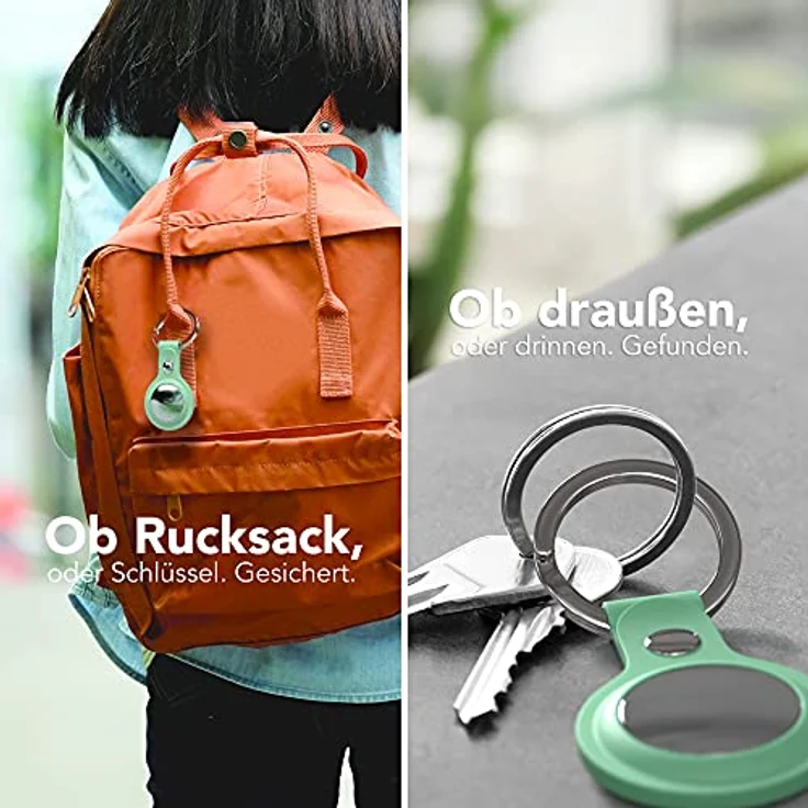 EAZY CASE Schlüsselanhänger Anhänger kompatibel mit Apple AirTag, Schutzhülle Airtags Hülle mit Silikon Schlaufe Tracker Case Grün – Bild 4
