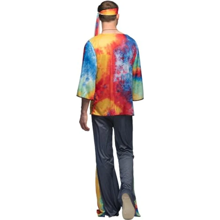 Boland Hippie Kostüm „Marley“, Verkleidung für Erwachsene mit Stirnband, Halskette und weiten Beinen, Größe 50/52, 70er Jahre Stil – Bild 4