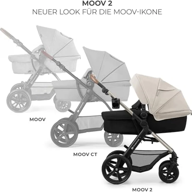 Kinderkraft MOOV 2, 4-in-1 Kombi-Kinderwagen-Set mit wendbarem Sitz, Babywanne, Babyschale MINK PRO i-Size, Isofix-Base, Wickeltasche & Zubehör - Moonlight Grey – Bild 11