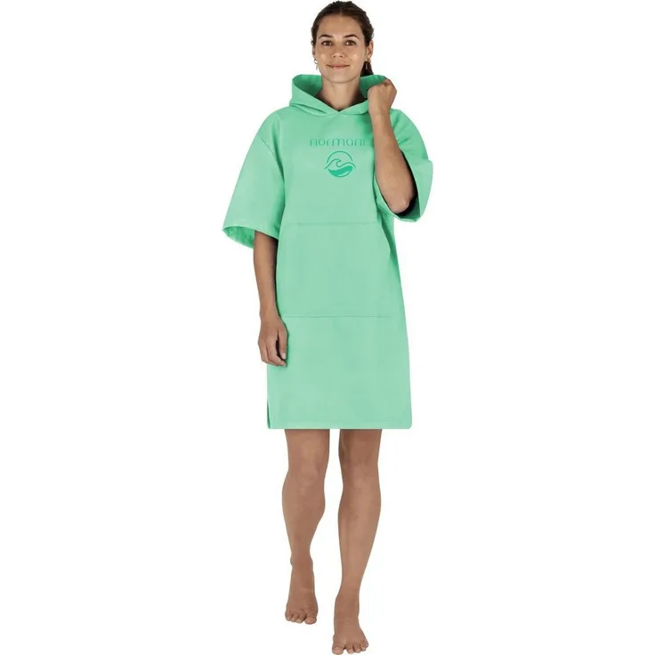 normani Badeponcho Damen Mikrofaser Badeponcho Siargao, Polyester, Kapuze, Schlupf, Bade Handtuch mit Ärmeln aus recyceltem Material, Blau