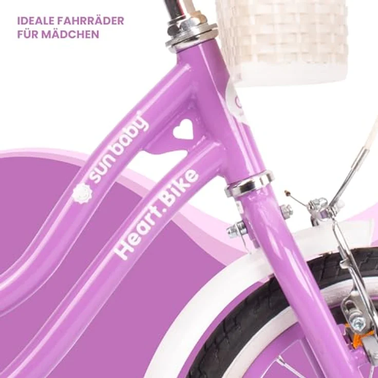sun baby Mädchenfahrrad 14 Zoll Radgröße Heart Bike mit Abnehmbarer Schubstange (Violett, 14 Zoll) – Bild 2