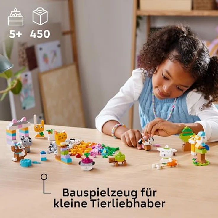 LEGO Classic Kreative Tiere, Box mit bunten Steinen, Baue Spielzeug-Tierfiguren aus Bausteinen wie Hund, Katze, Hase, Hamster und Vogel, Konstruktionsspielzeug für Jungs und Mädchen ab 5 Jahren 11034 – Bild 2