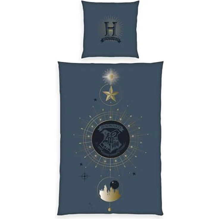 Herding Bettwäsche Harry Potter, Kopfkissenbezug 80 x 80 cm mit Wende-Motiv, Bettbezug 135 x 200 cm, Mit Knopfleiste, 100% Baumwolle/Renforcé – Bild 1