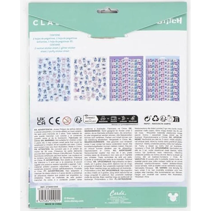 Cerda Disney Stitch Sticker Set, 300-tlg. Aufkleber für Basteln und Deko für Kinder – Bild 5