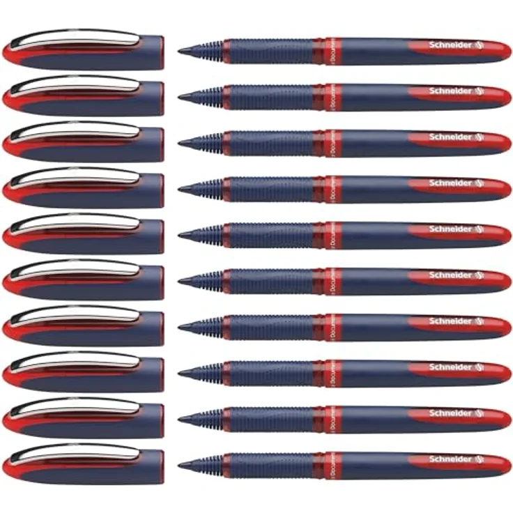 Schneider Tintenroller One Business, 10 Stück, rot, Ultra-Smooth-Spitze, dokumentenecht, ergonomische Oberfläche