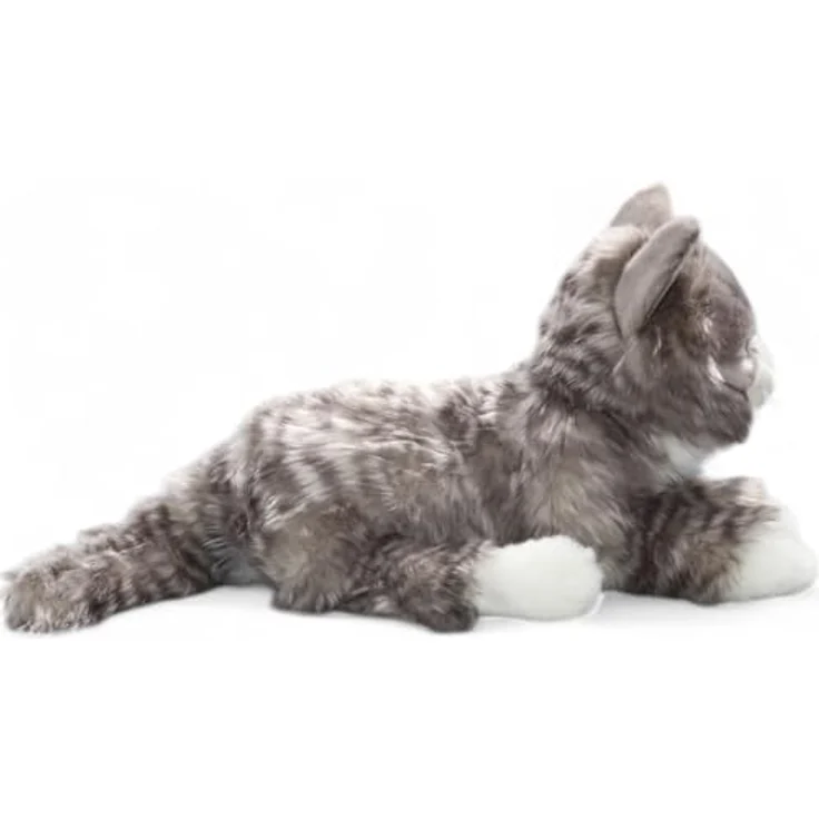 Carl Dick Katze getigert, grau, Plüschtier, Kuscheltier mit Granulat-Kügelchen, ca. 37cm – Bild 5