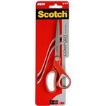 SCOTCH Komfort-Schere 20cm, Papierschere mit rostfreien Stahlklingen und Komfortgriffen, rot/grau