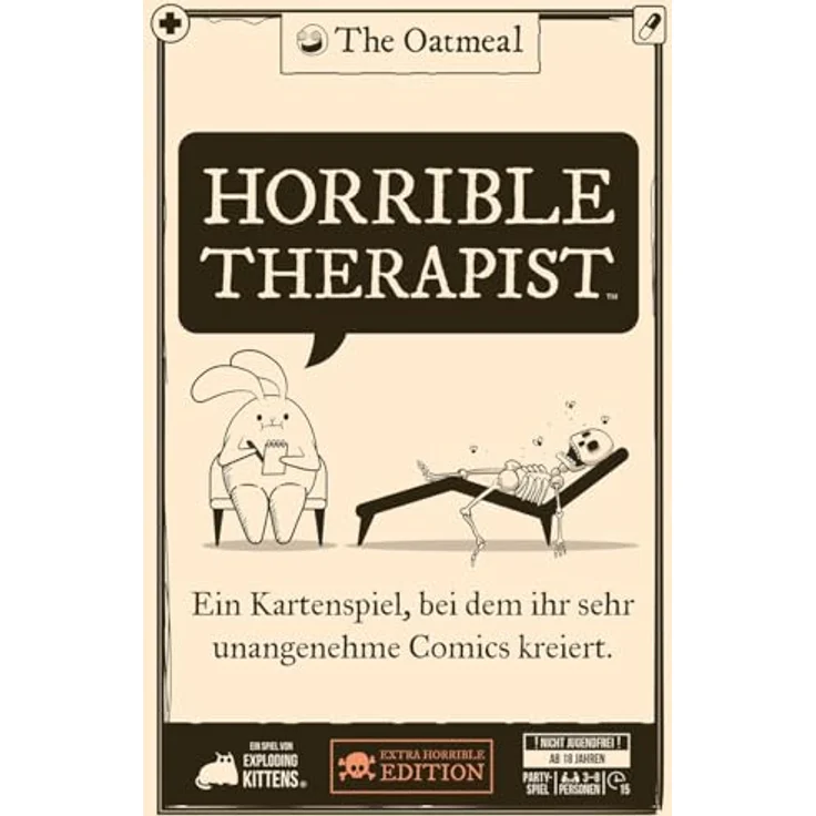 Exploding Kittens Horrible Therapist, Kartenspiel für fiese Comics mit makabrem Humor – Bild 2