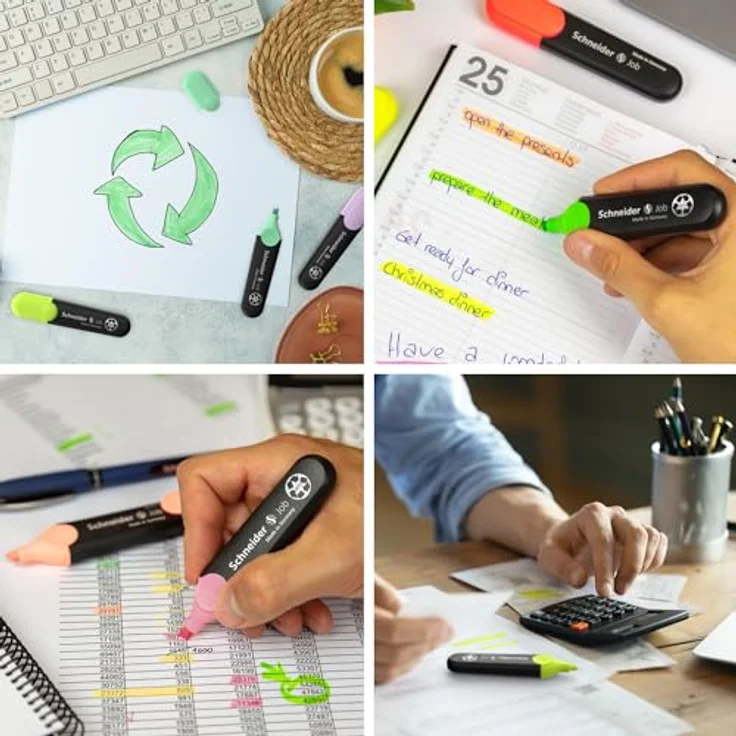 Schneider Job 150 Textmarker (aus recyceltem Kunststoff, ausgezeichnet mit Der blaue Engel) 8er Etui sortiert – Bild 2