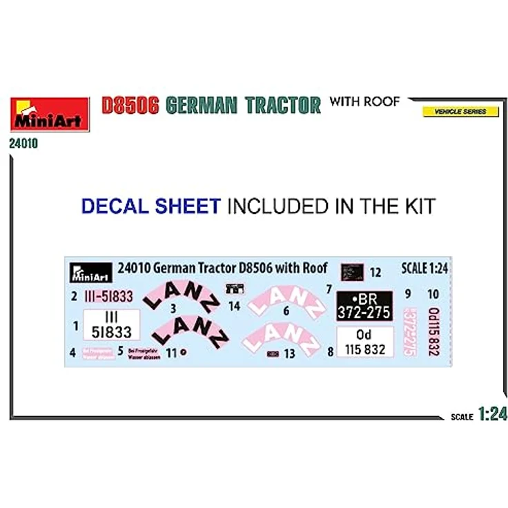 Mini Art 24010 1:24 Dt. Traktor D8506 m. Kabinendach - originalgetreue Nachbildung, Modellbau, Plastik Bausatz, Basteln, Hobby, Kleben, Modellbausatz, Zusammenbauen, unlackiert, MiniArt – Bild 2