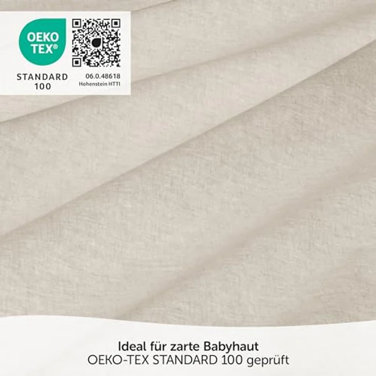 MAKIAN Babybettwäsche Set 100x135, 40x60 cm | 100% Baumwolle, atmungsaktiv, pflegeleicht, Hotelverschluss, Oeko-Tex Zertifiziert (Beige) – Bild 2