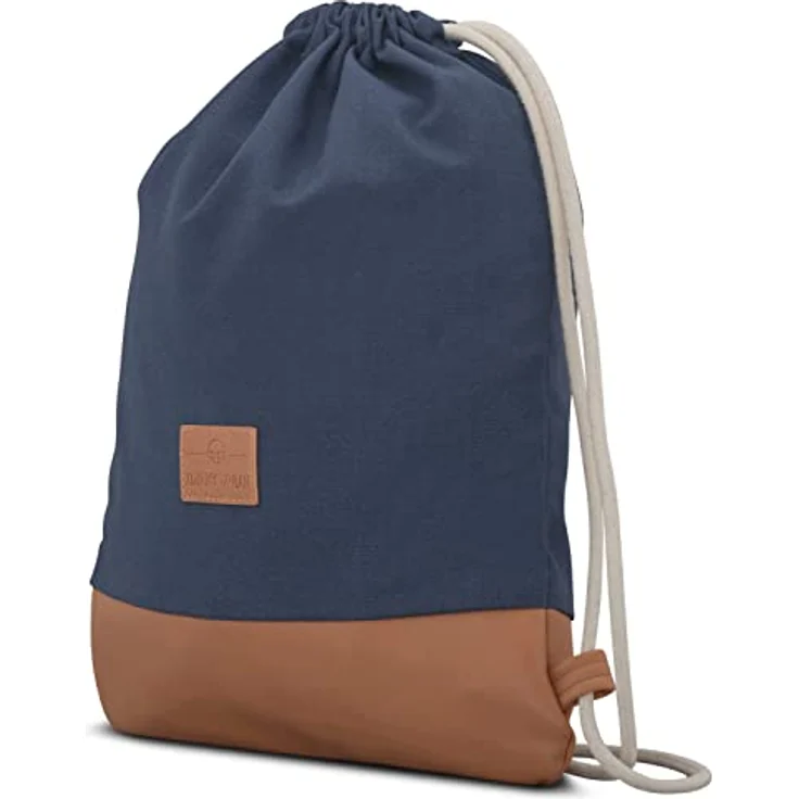 Johnny Urban Turnbeutel Damen & Herren Blau Braun - Luke - Beutel Rucksack mit Kordelzug - Baumwoll Canvas - Kleine Innentasche für Wertsachen – Bild 2