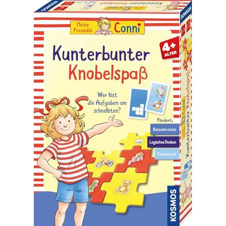 Kosmos 685270 Meine Freundin Conni - Kunterbunter Knobelspaß, Lernspiel für Kinder ab 4 Jahren, 5 Spiele fördern Konzentration, logisches Denken und Feinmotorik – Bild 1
