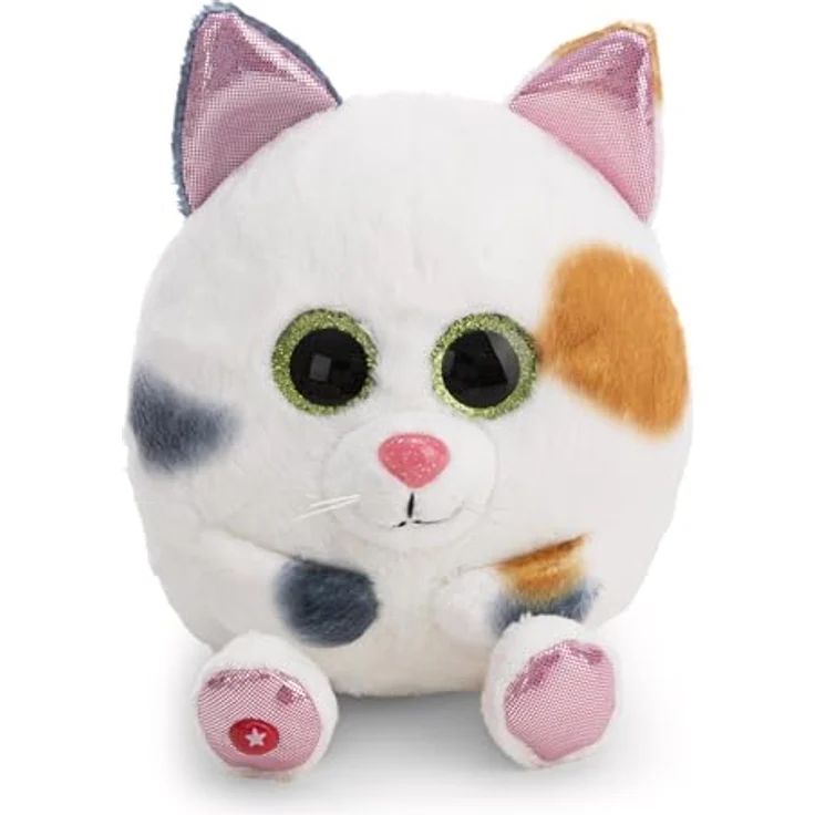 NICI GLUBSCHIS Baby Glückskatze Calli Malli, 13 cm, weiß, softig-weiches Plüschstofftier mit Glitzeraugen, rosa Nase und pinken Akzenten, ideales Kuscheltier für Kinder und Erwachsene, perfekte Geschenkidee – Bild 3