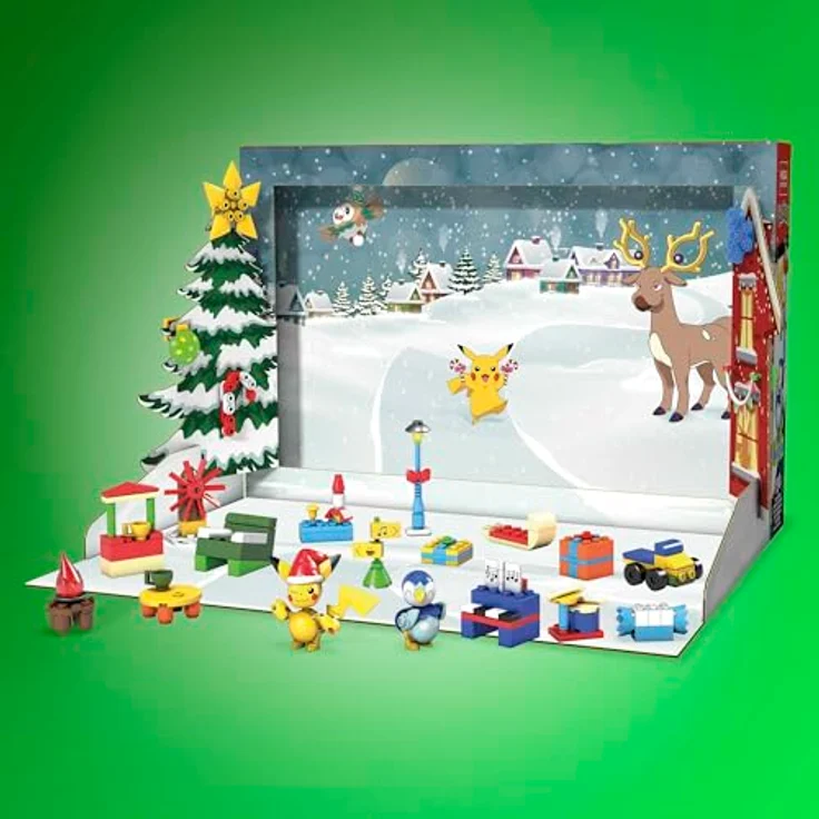 Mattel MEGA Pokémon Bauspielzeug Set, Ferienkalender mit 202 Teilen, 2 posierbaren Figuren und Zubehör, für Kinder, GYG99 – Bild 5