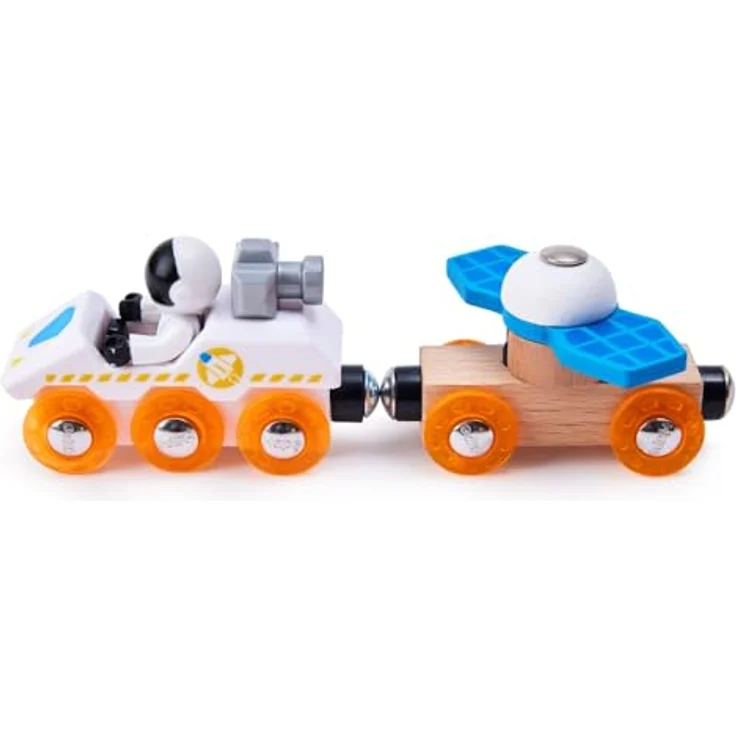 Hape Mars Launch Rail Set, Holzeisenbahn mit Raumschiff und Bahnhof für kreativen Spielspaß – Bild 6