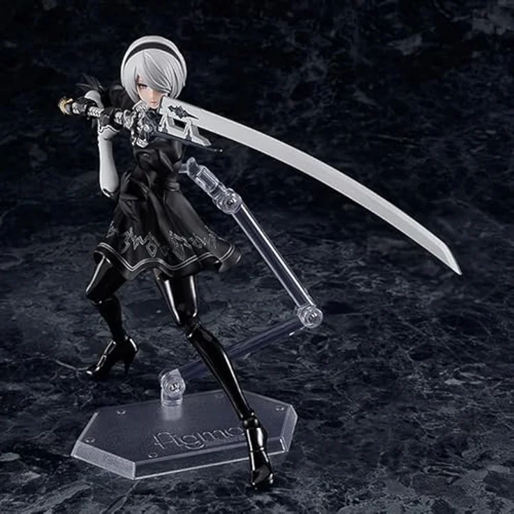 Max Factory Nier:Automata Ver1.1a Figma Actionfigur 2B (YoRHa No.2 Type B), 16 cm detailreiche Sammelfigur mit Zubehör und voll beweglichem Design – Bild 5