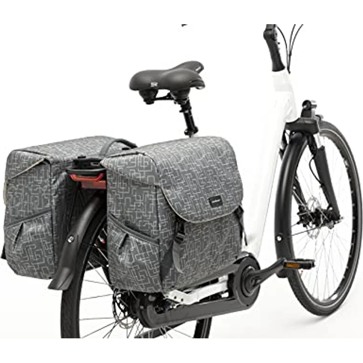 New Looxs Mondi Joy Double MIK Doppeltasche, Ivy Grey, 38 Liter - Wasserabweisende Kinderfahrradtasche – Bild 3
