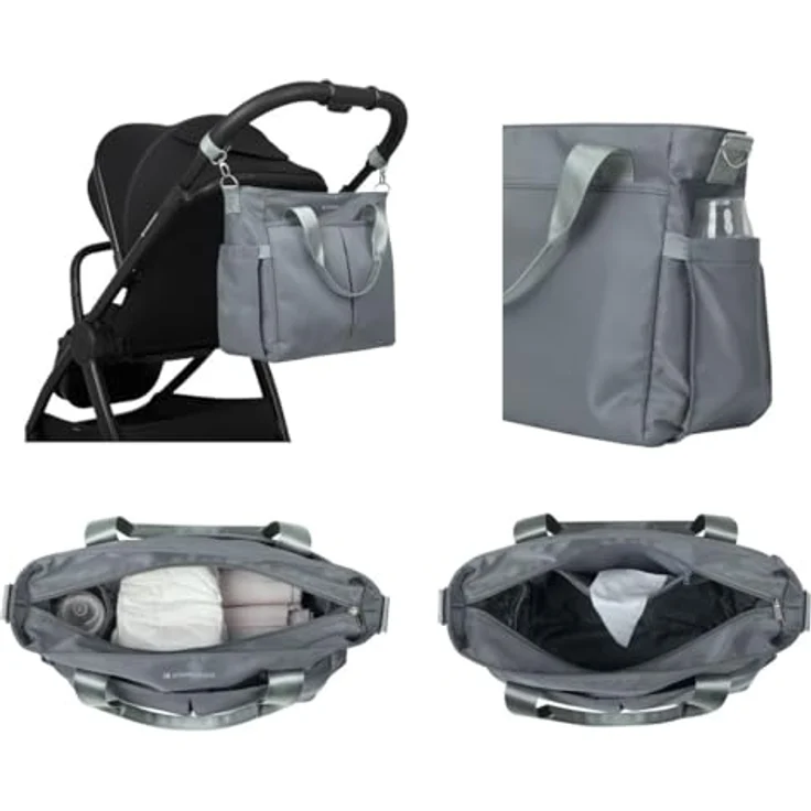 Kikka Boo Wickeltasche Brielle, Clips zur Befestigung, wasserfest, Schultergurt, grau – Bild 5
