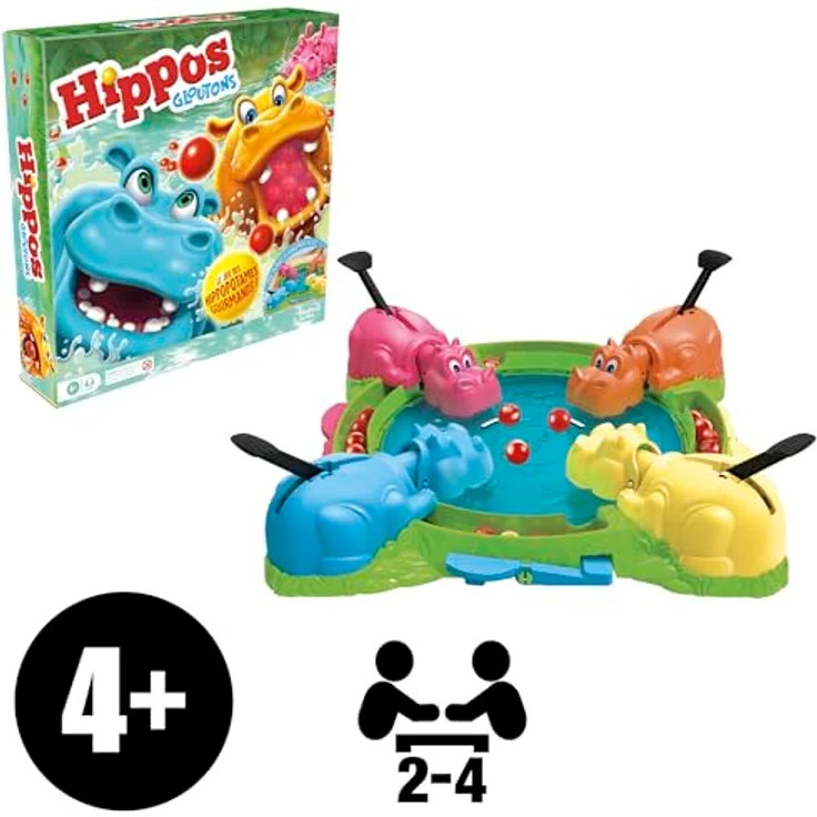 Hasbro Gaming Hungry Hungry Hippos Refresh, Brettspiel für 2-4 Spieler, farbenfrohes Design – Bild 2