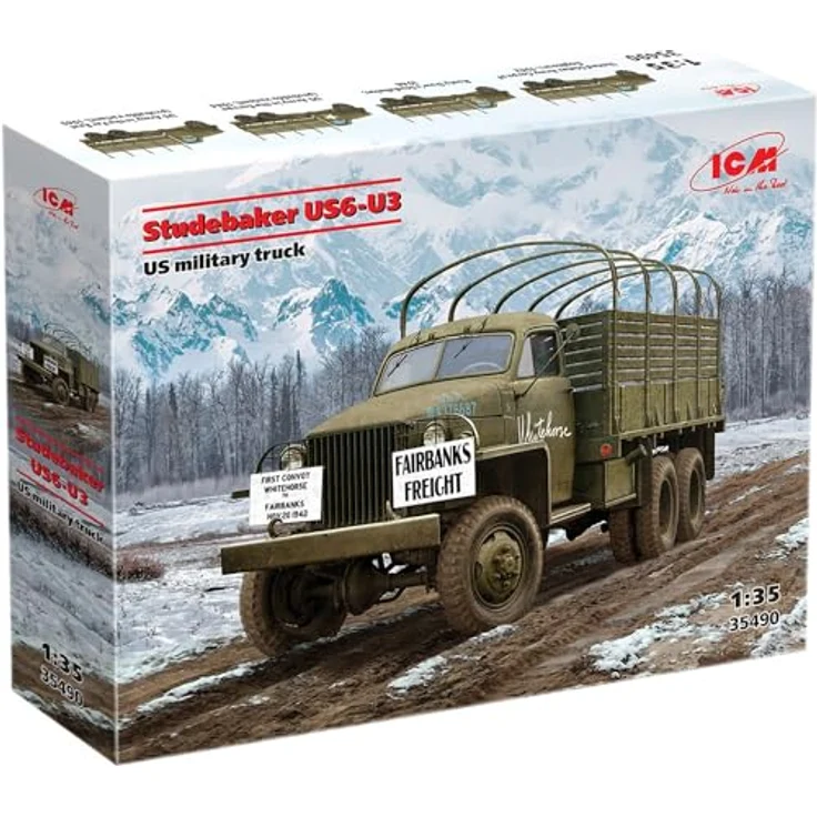ICM Studebaker US6-U3, Modellfahrzeug im Maßstab mit detailgetreuer Nachbildung eines historischen US-Militär-Lkw – Bild 1