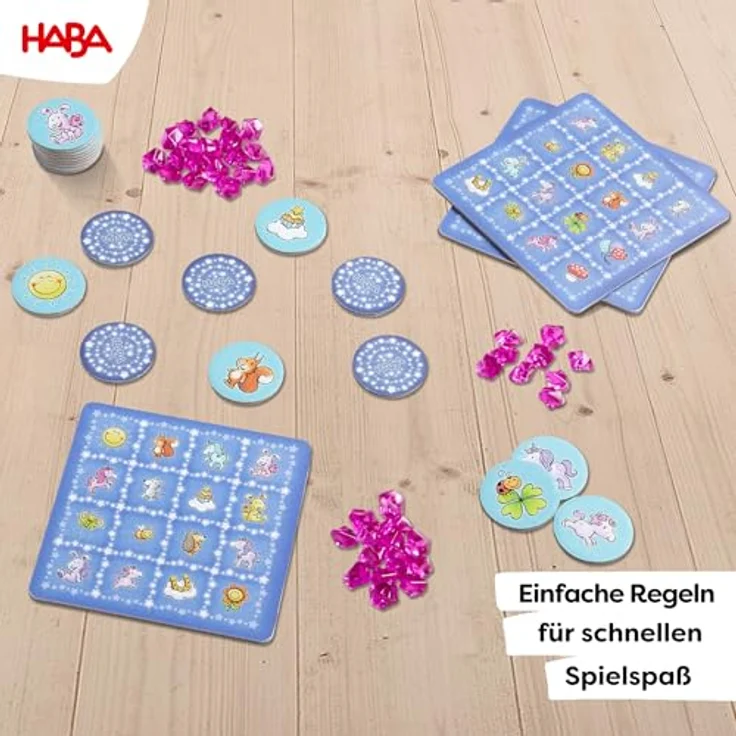 Sonstige Verlage Einhorn Glitzerglück Funkelbingo, Brettspiel mit Bildern von Einhornfreunden und Wolkenkristallen – Bild 5