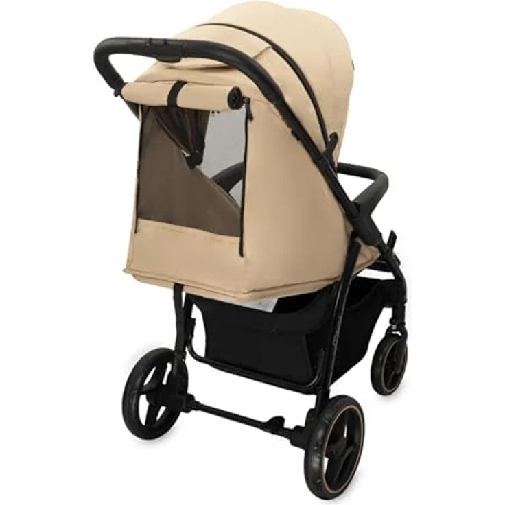 MoMi MIYA EVA Buggy, Kinderwagen mit Einhand-Faltung, XL-Rädern, 4-Rad-Federung, Beige, Zubehörset – Bild 19