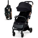 Kinderkraft APINO Buggy bis 22 kg, Liegebuggy, Leicht - 7,5kg, Schwarz, Automatisches zusammenklappen, Verstellbare Rückenlehne bis zur Liegeposition, ideal für Reisen