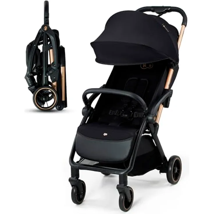 Kinderkraft APINO Buggy bis 22 kg, Liegebuggy, Leicht - 7,5kg, Schwarz, Automatisches zusammenklappen, Verstellbare Rückenlehne bis zur Liegeposition, ideal für Reisen