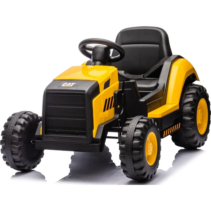 Sun Baby Elektrischer Kindertraktor CAT, 12V Akutraktor mit Fernbedienung, MP3-Player, Hupe, gelb-schwarz, für Kinder 3-6 Jahre