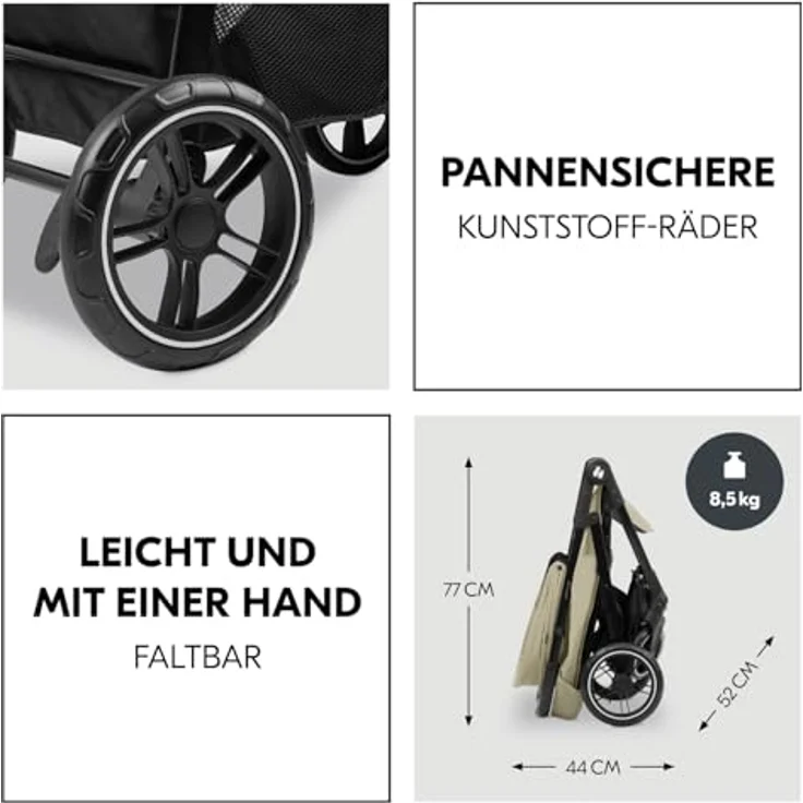 hauck 2in1 Kinderwagen Set Shop N Care Travel Set inkl. Buggy und Babyschale, Liegefunktion, Getränkehalter & Tablett, UV-Schutz 50+ (Olive) – Bild 5