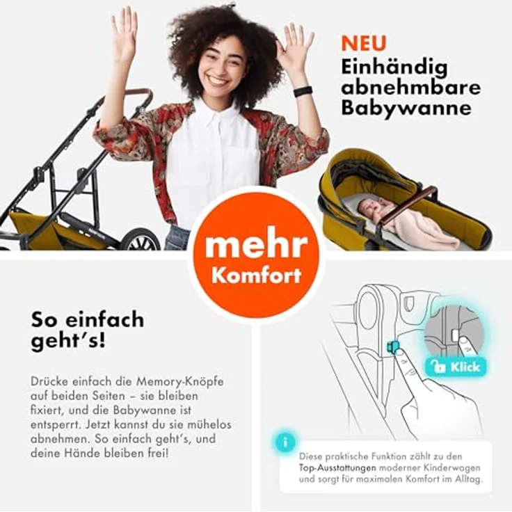 Daliya® FLEXI-PRO M 3in1 Kinderwagen & Buggy mit i-Size Babyschale, leichter Aluminiumrahmen, Wetterschutz und großem Einkaufskorb – Bild 4