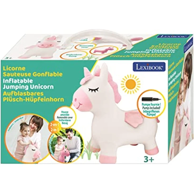 Lexibook Inflatable Jumping Plush Unicorn (BGP050UNI), Aufblasbares Hüpfeinhorn für Kinder, max. Tragfähigkeit 50 kg, ergonomische Sitzfläche – Bild 5