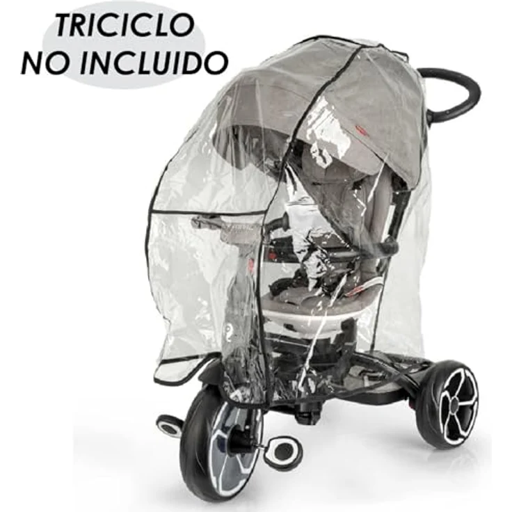 QPLAY Regenschutz für Kinderwagen, universal, transparenter Kunststoff, wasserdicht und winddicht, einfache Handhabung mit Reißverschluss, optimale Belüftung und Sichtbarkeit, ohne schädliche Substanzen – Bild 2