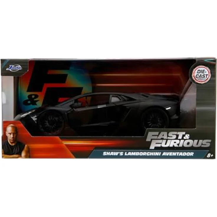 Jada Toys FAST & FURIOUS Shaw's Lamborghini Aventador 1:24, detailiertes Sammlermodell aus Druckguss-Metall mit beweglichen Teilen und Gummireifen – Bild 4