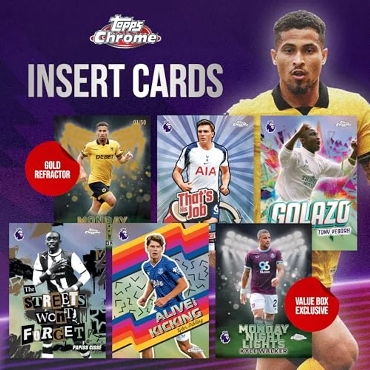 Topps 2026 Premier League Chrome Value Box, Sammelkarten mit glänzendem Chrome-Finish und beliebten Spielern – Bild 6