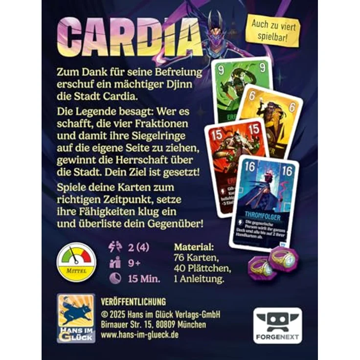 Hans im Glück Duell um Cardia, Kennerspiel für 2-4 Spieler, ab 9 Jahren, 15 Minuten Spielzeit, Deutsch – Bild 4