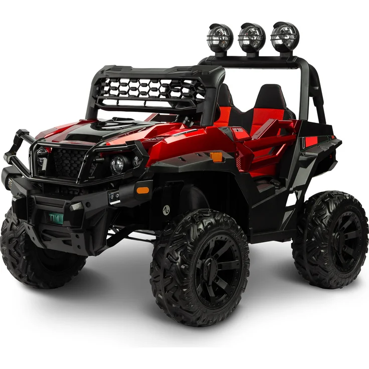 Toyz TIMUS Elektroauto für Kinder von 3 bis 8 Jahren, Geländewagen mit 4 Motoren, 35 cm Rädern, Fernsteuerung und Multimedia-Tafel, Rot