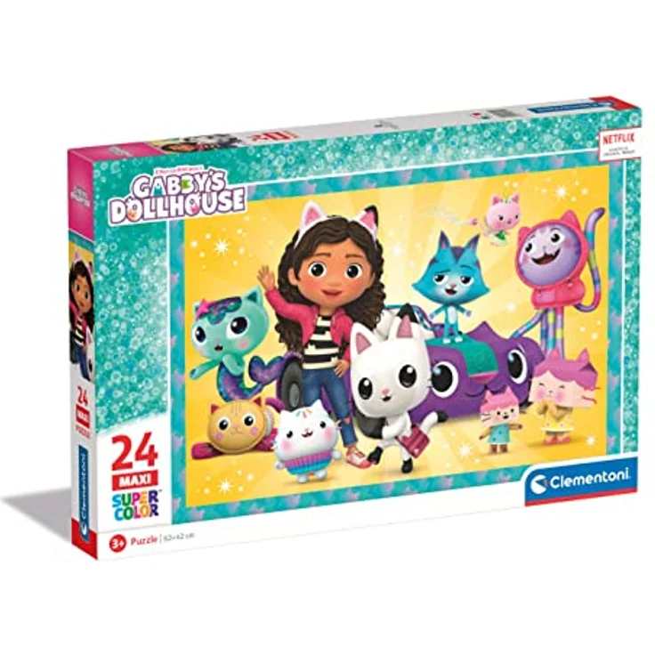 Clementoni DreamWorks Gabby's Dollhouse, Puzzle mit 24 Maxi-Teilen, 62 x 42 cm, fördert Feinmotorik und Konzentration, bunte Leuchtkraft, ab 3 Jahren – Bild 1