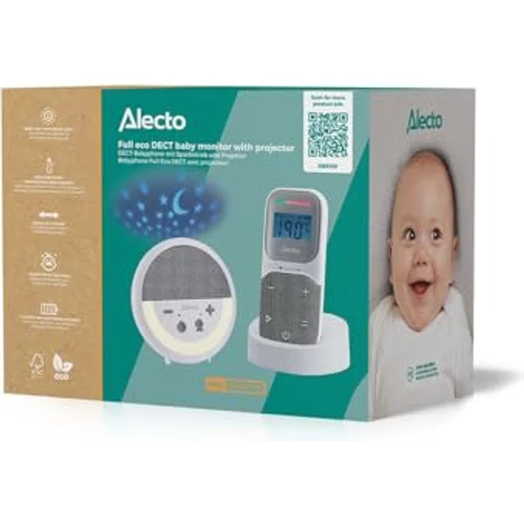 Alecto DBX150 - DECT Audio Babyphone mit Projektor, Nachtlicht, Schlafliedern und Temperaturanzeige - Weiß/Grau – Bild 8