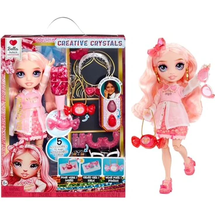Rainbow High Anziehpuppe Creative Crystals Fashion Doll - Bella, Kristalllook Outfit mit Zubehör und DIY Kristallring – Bild 1