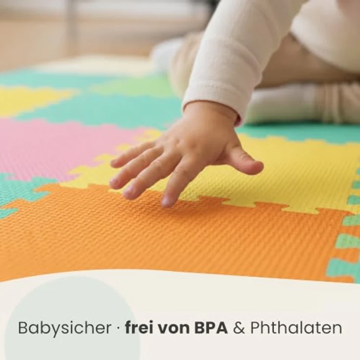 LittleTom Puzzlematte, 18-teilige Baby Spielmatte, 30 x 30 cm, beidseitig verwendbar, wasserfest und antiallergen – Bild 4