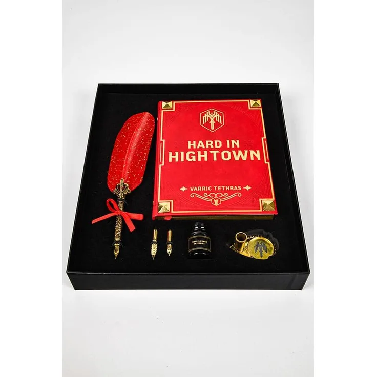 DEVplus Dragon Age Geschenkbox Varric's Writing Essential, Schreibstifte Set mit Notizbuch, Tintenbehälter und Federspitzen, limitierte Auflage