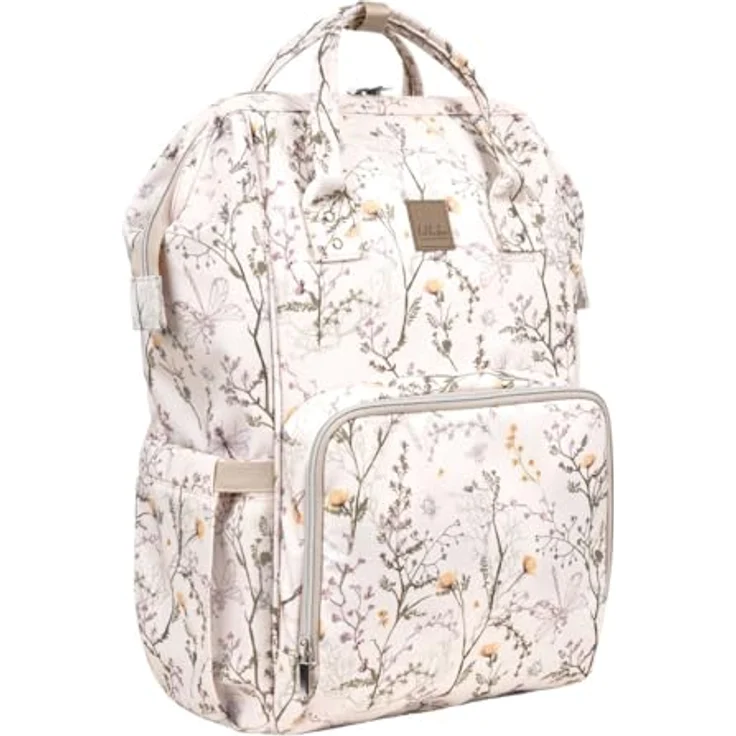 Kikkaboo Wickeltasche Siena, Rucksack mit Wickelunterlage, wasserabweisend, beige-weiß, einstellbare Grifflänge, große Öffnung, Platz für 3 Flaschen – Bild 2
