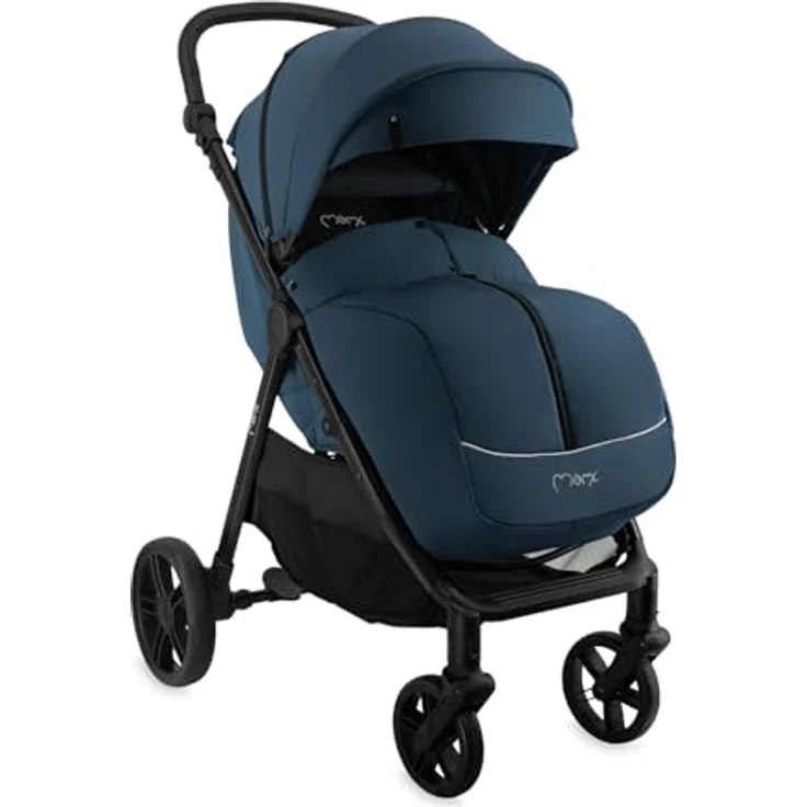 MoMi CLARA Kinderwagen, breiter Buggy in Blau für Kinder bis 22 kg, verstellbarer Schiebegriff, umfangreiches Zubehör – Bild 8