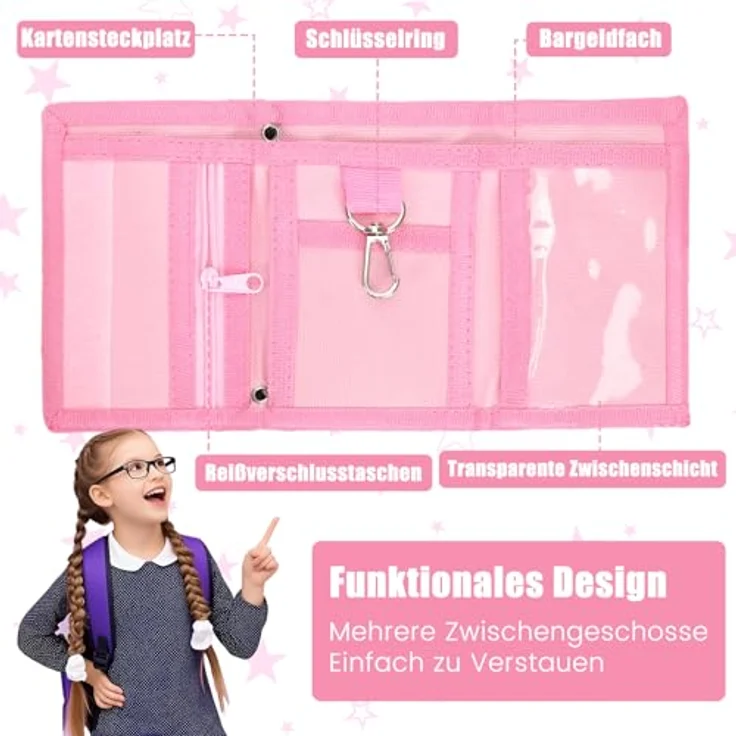 GADITIEK Brustbeutel Einhorn, Kinder Geldbeutel mit Schlüsselanhänger, multifunktionales Portemonnaie für Mädchen in Pastellfarben, 12x8cm, ideal für Geschenke – Bild 3