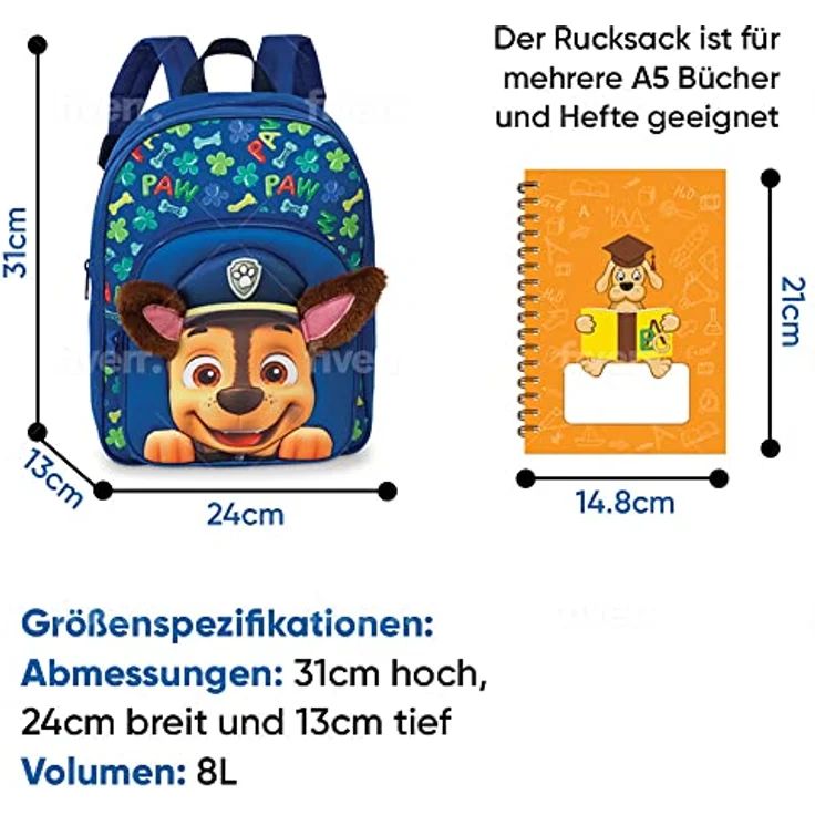 Fabrizio Viacom PAW Patrol Kinderrucksack mit Plüschohren 20564-0500 – Bild 4